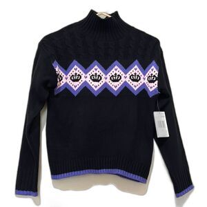 Juicy Coutour Sweater Womens XS Mock Neck Chunky Knit Crown Luxury Designer NWT